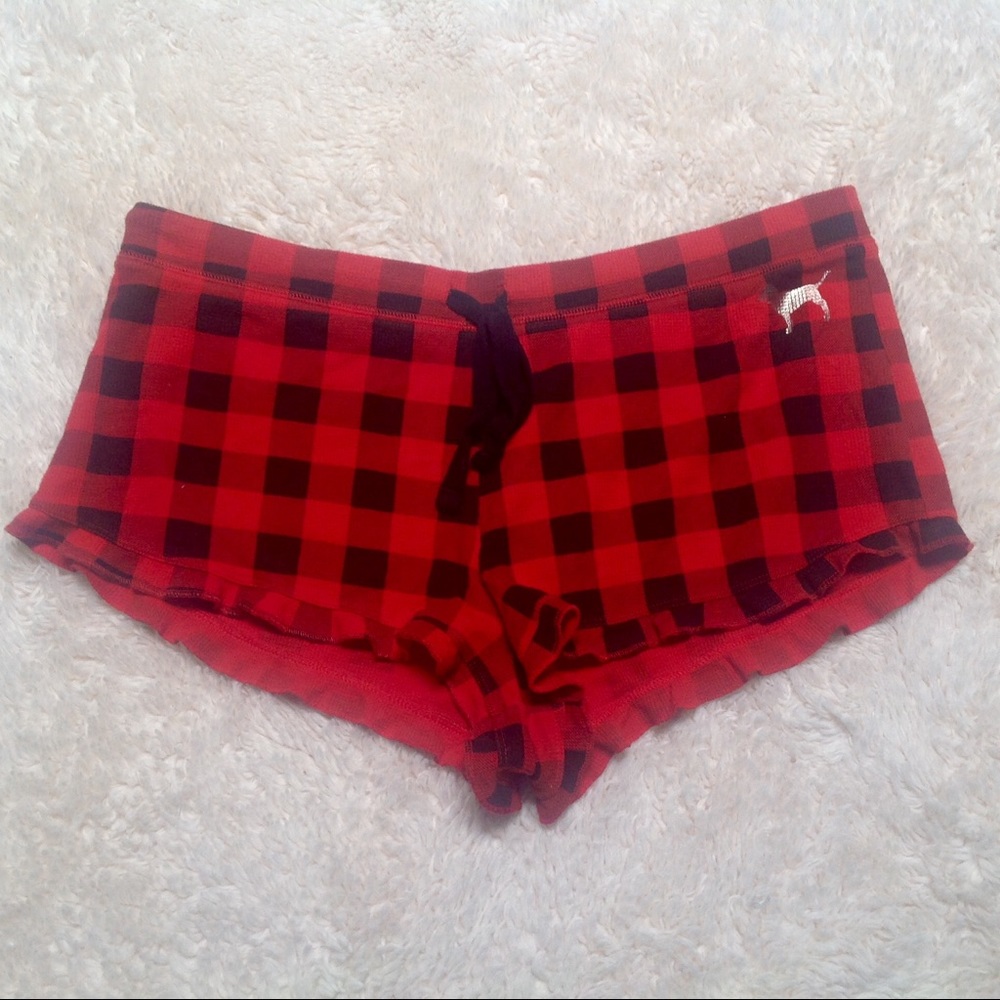 Victoria's Secret Red Plaid tartan  PJ Shorts L